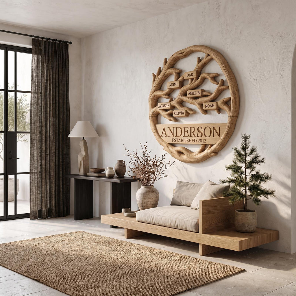 Organic Personalized Family Tree Wall Decor For Living Room And Entryway