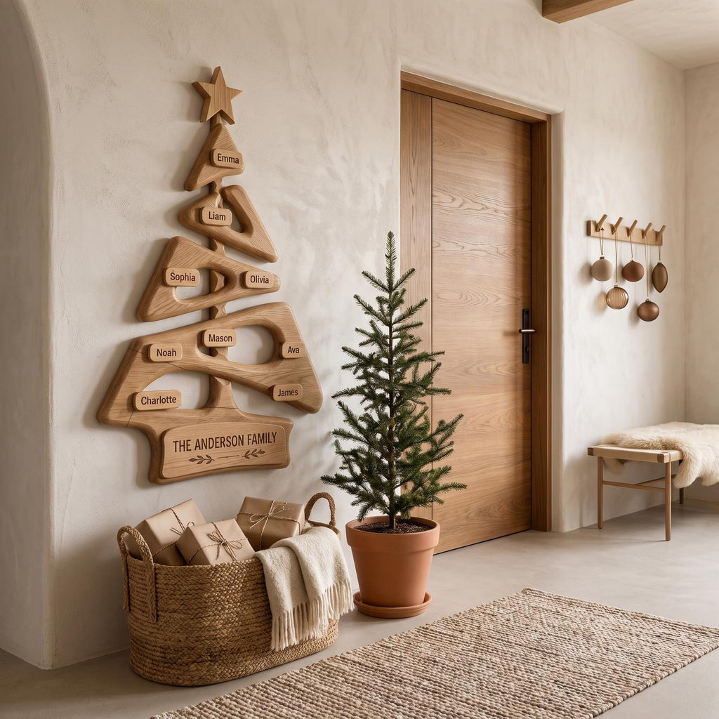 Organic Family Tree Wall Art With Custom Family Name Sign For Living Room And Foyer