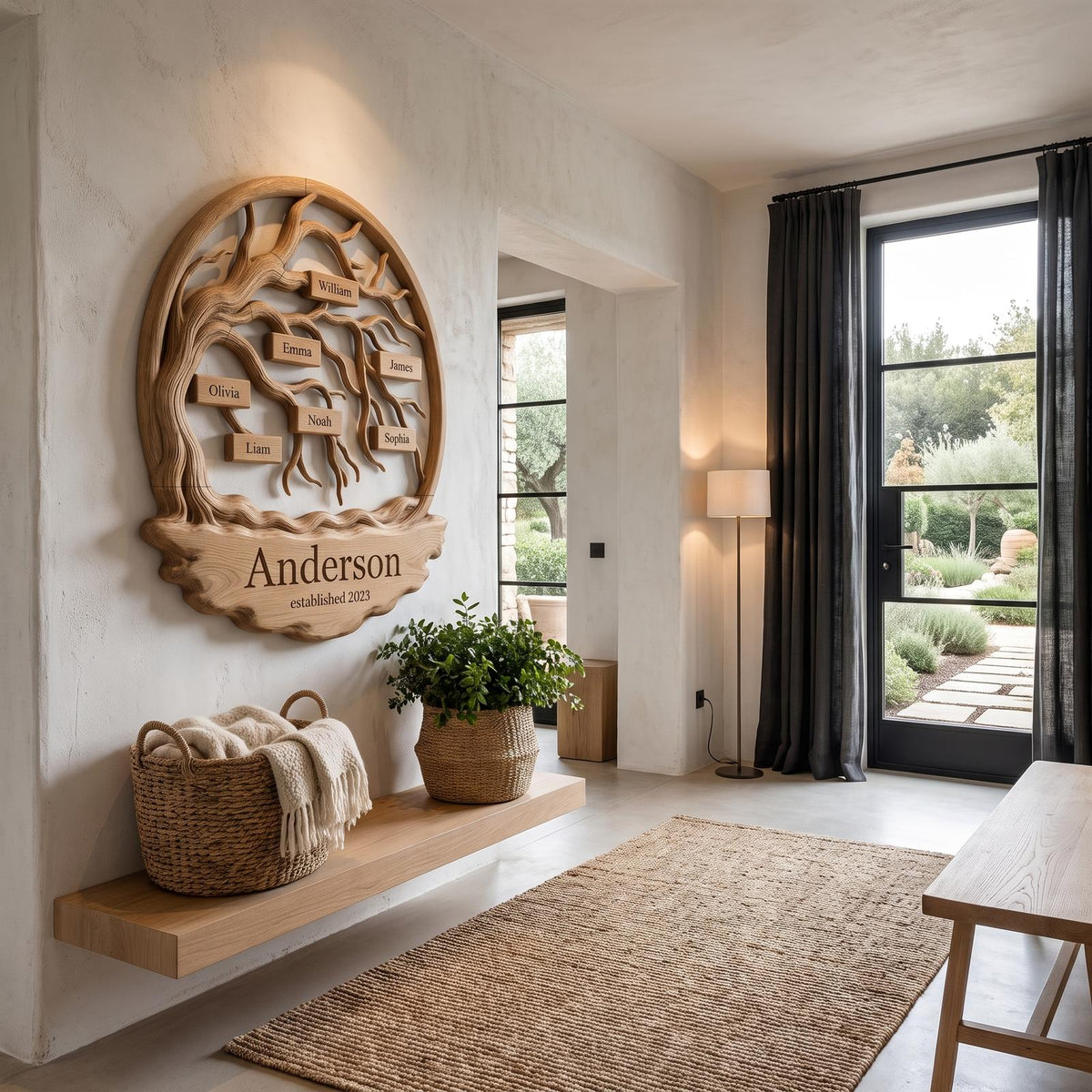 Natural Custom Family Tree Wall Art For Living Room And Entryway