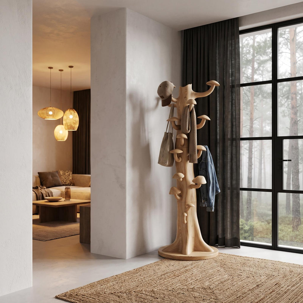 Rustic Freestanding Tree Coat Rack Wooden Hall Tree For Entryway Hallway