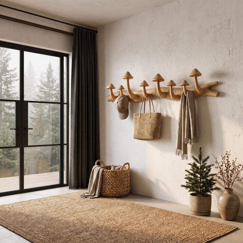 Rustic Wall Mounted Coat Rack Hook Organizer For Entryway Hallway
