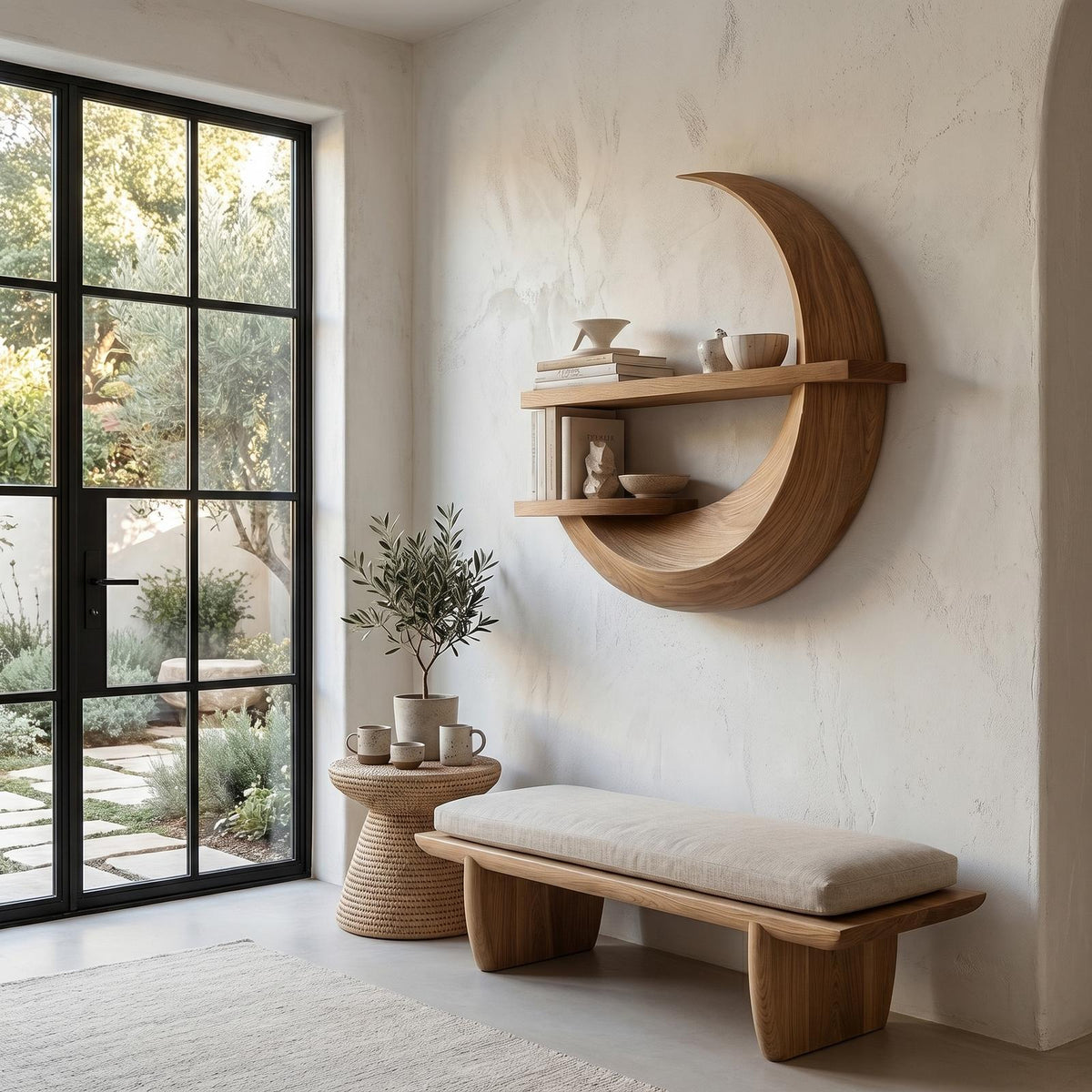 Rustic Floating Shelf with Natural Wood Display Storage, Wall Mounted Ledge Shelf