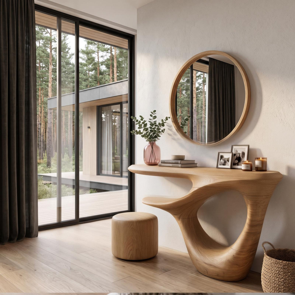 Contemporary Console Table With Artistic Open Frame Base For Foyer And Hallway SINLHACS695