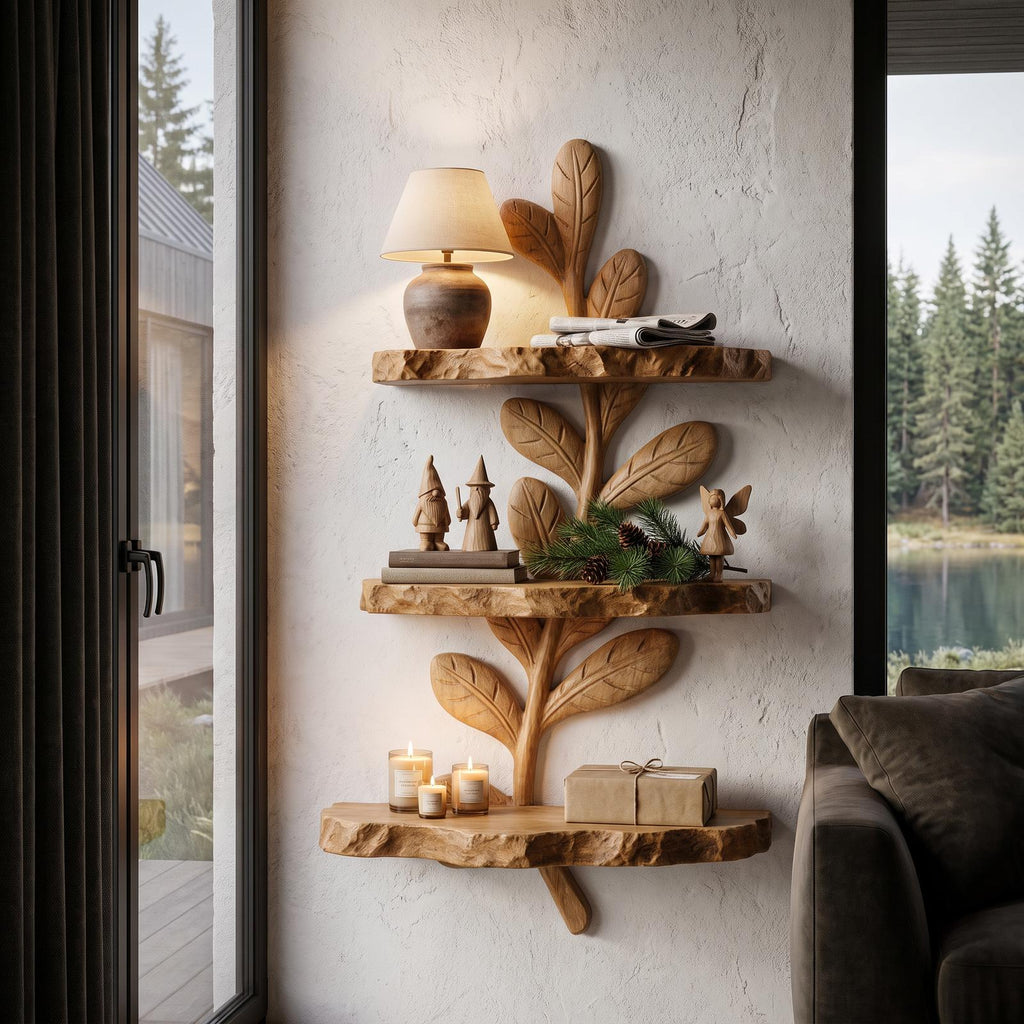 Modern Floating Shelf Handcrafted Solid Wood Design For Home Office
