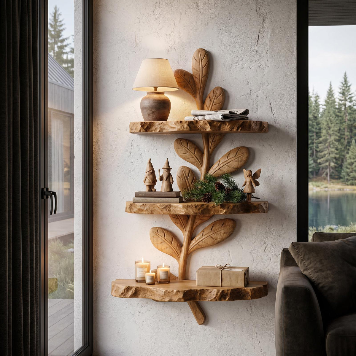 Modern Floating Shelf Handcrafted Solid Wood Design For Home Office