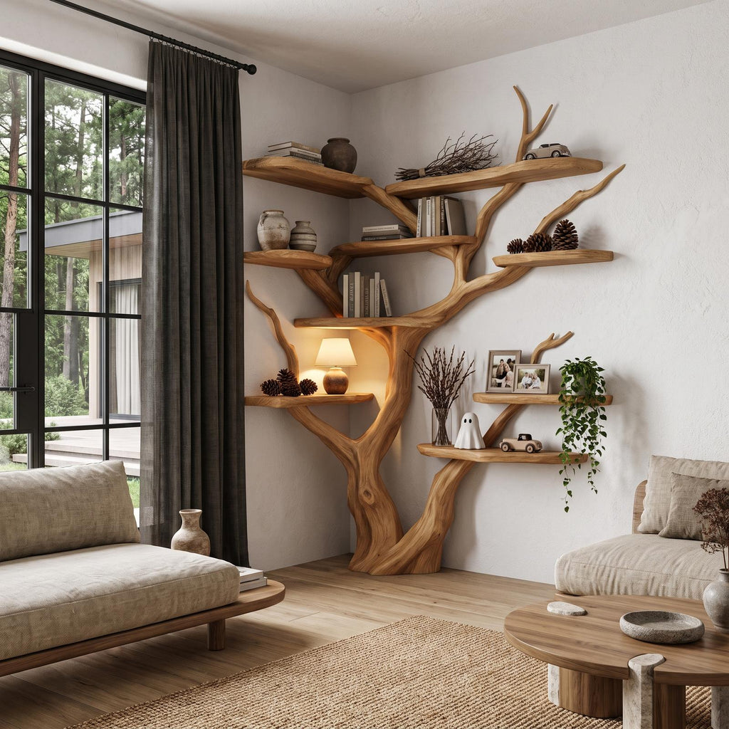 Contemporary Tree Bookshelf With Corner Branch Design For Home Office SINLHATB778