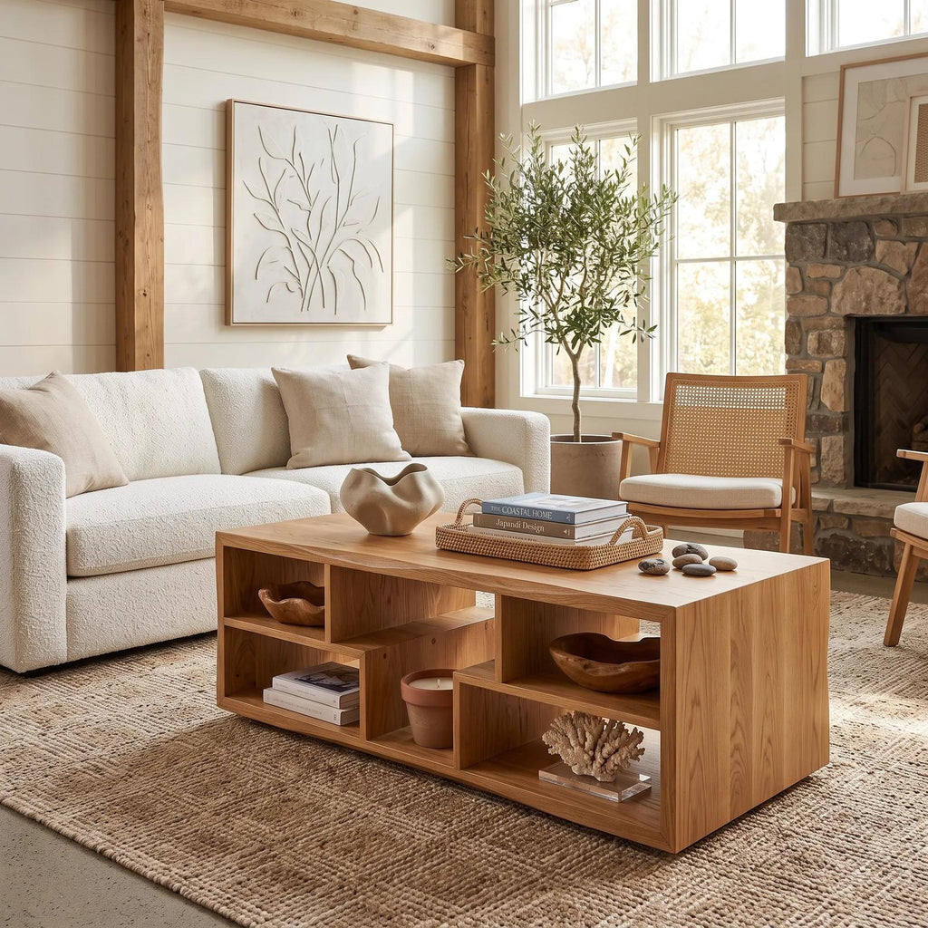 Rustic Storage Coffee Table Modern Farmhouse