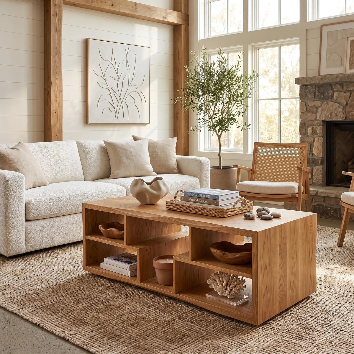 Rustic Storage Coffee Table Modern Farmhouse