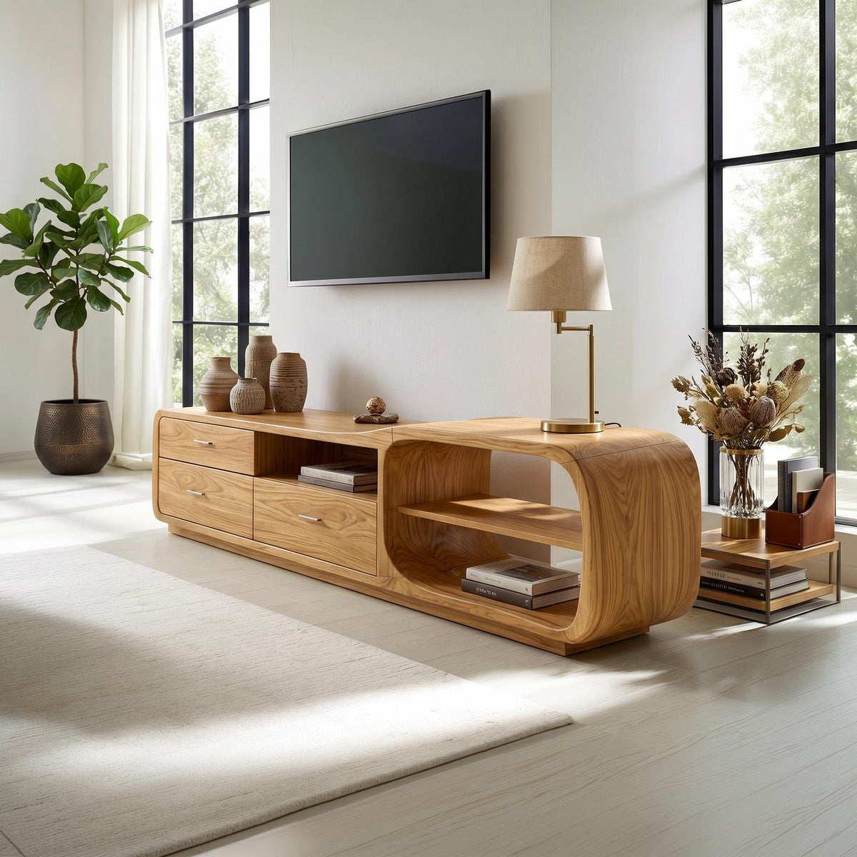 Curved Organic TV Stand Designer Residence SILDTTRTVC107
