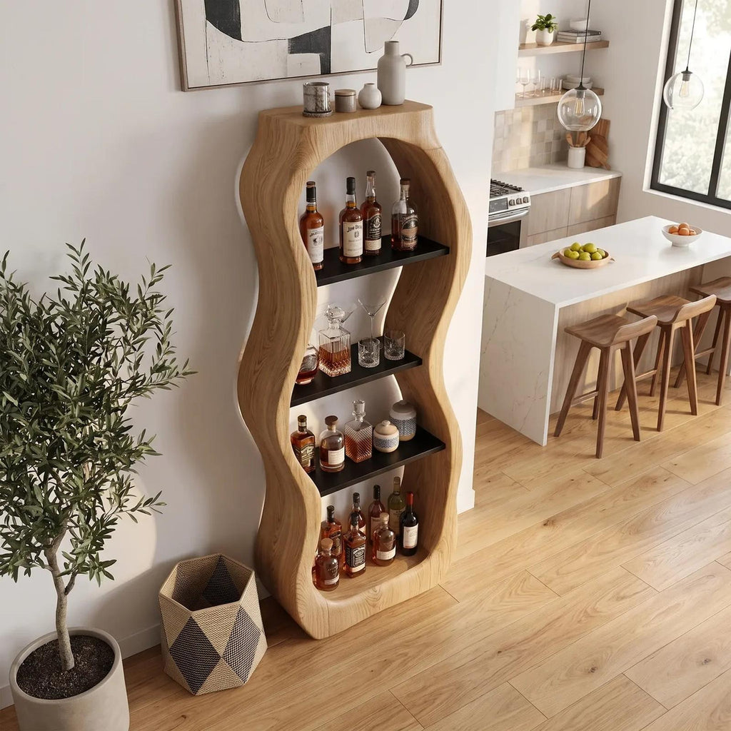 Handcrafted Sculptural Liquor Cabinet Modern Cafe