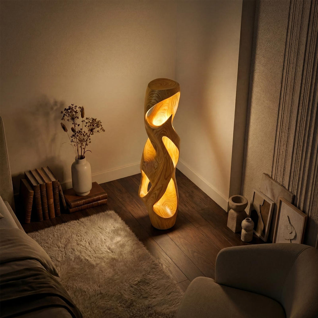 Mid-Century Decorative Table Lamp, Wooden Bedside Accent Light for Entryway Console & Hallway