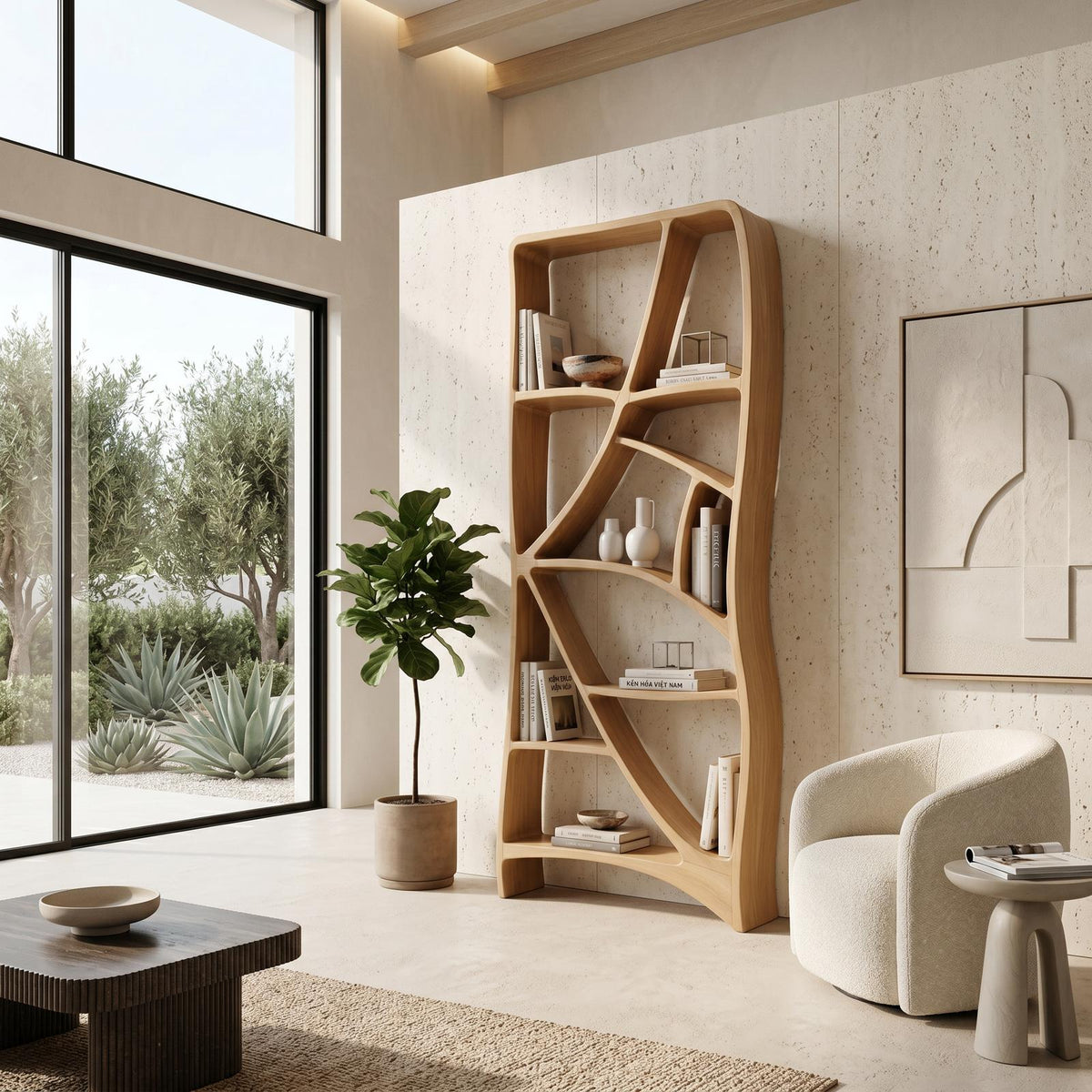 Minimalist Display Bookshelf For Cozy Lounge Corner