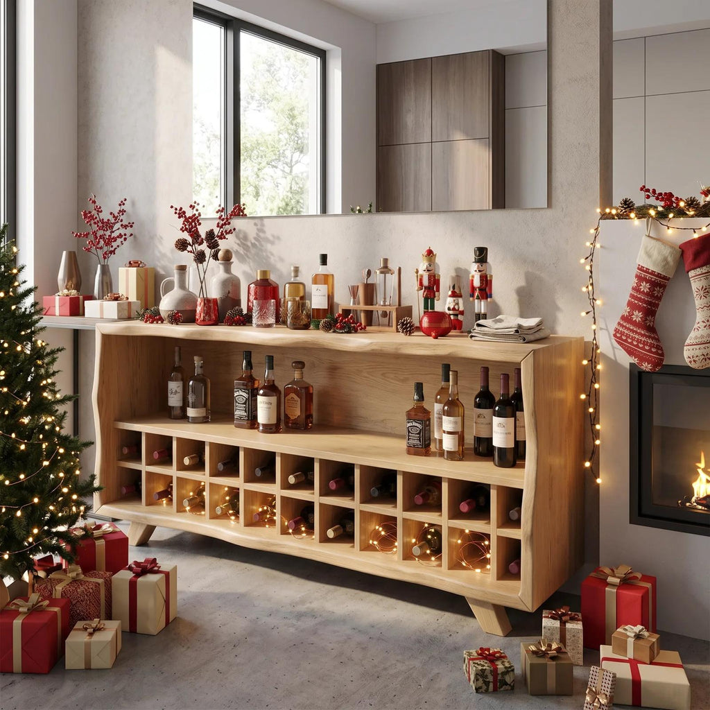 Rustic Christmas Wine Storage Cabinet Modern Dining Room