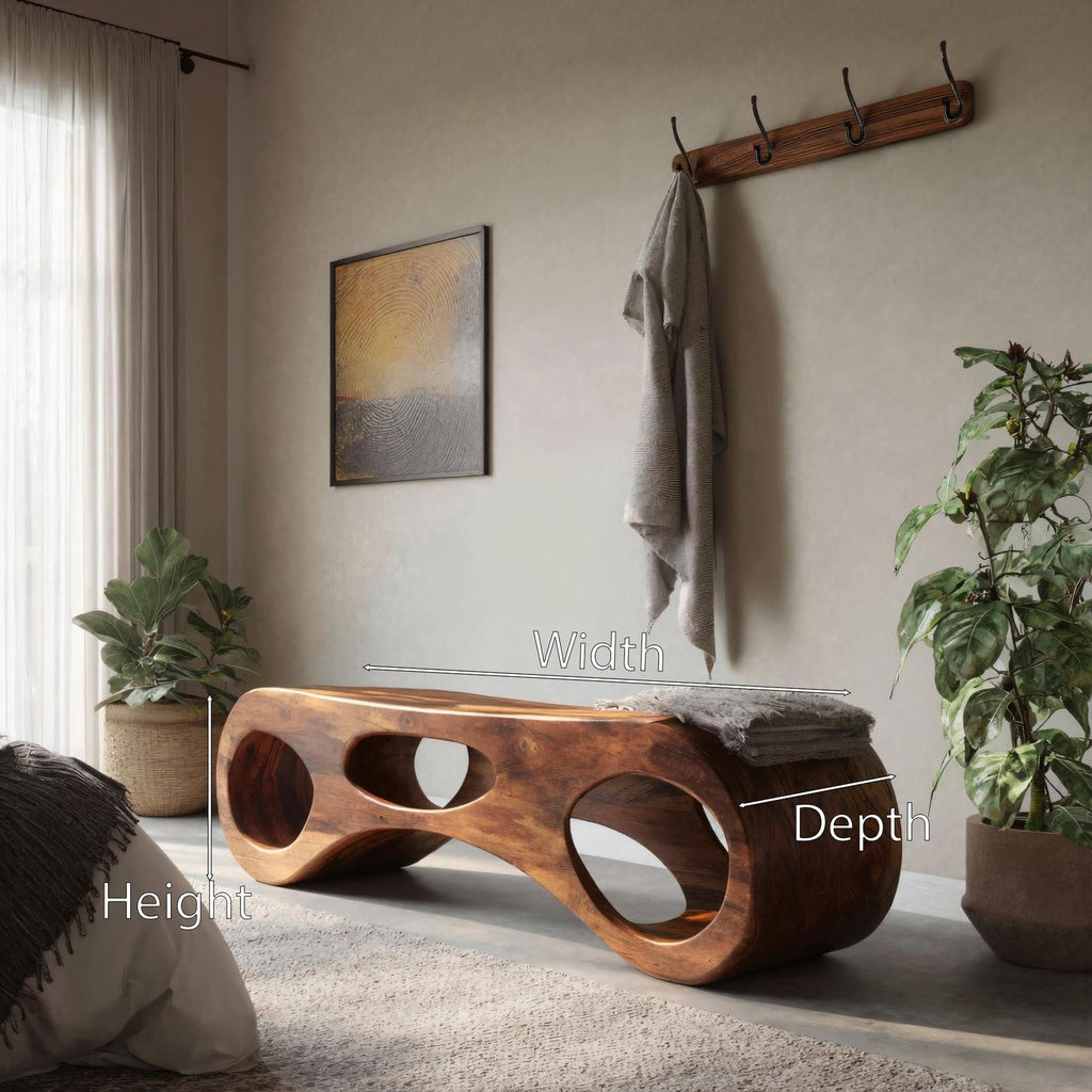 Handcrafted Sculptural Bench For Bedroom Or Entryway SITHHNCHR048
