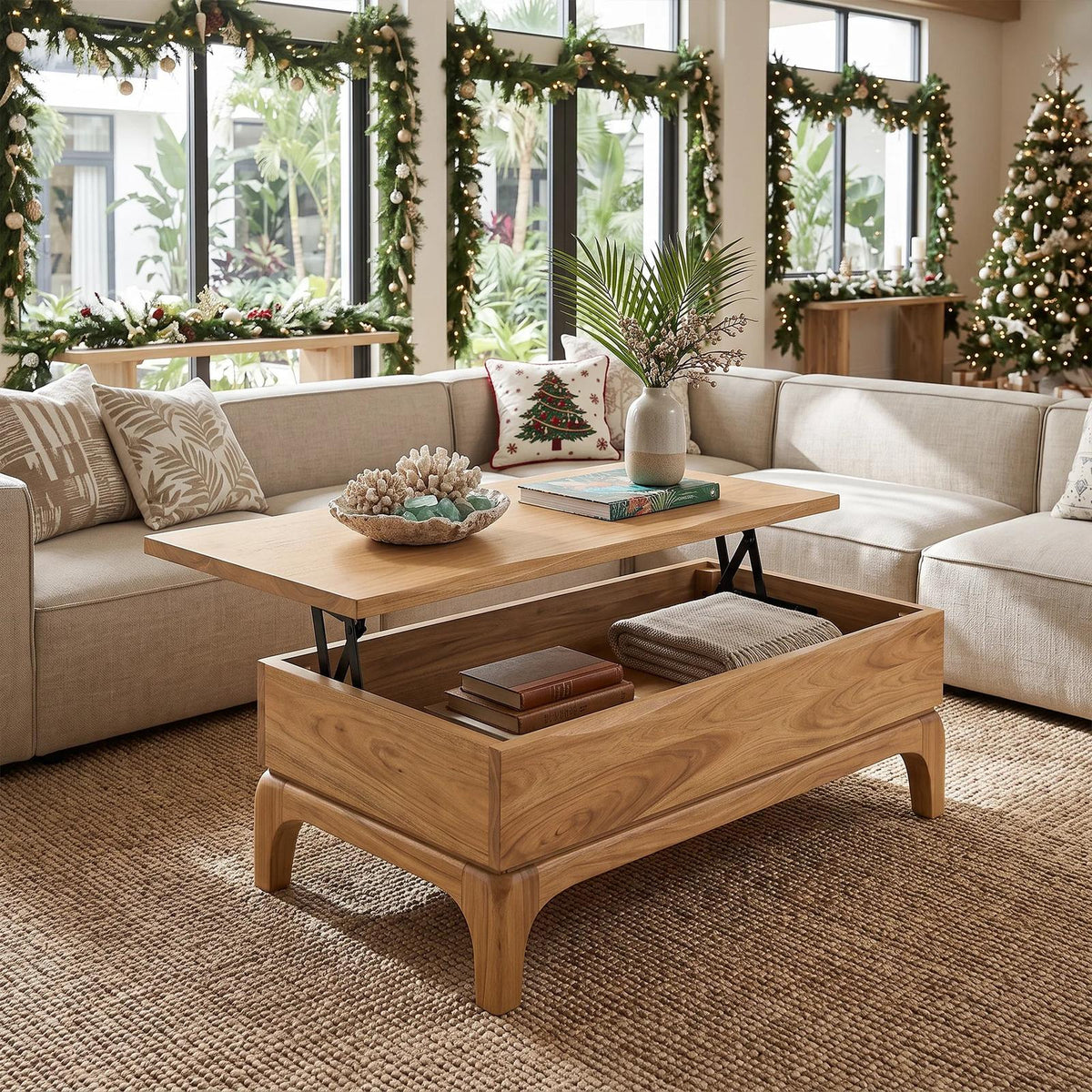 Handcrafted Christmas Coffee Table with Storage Holiday Home
