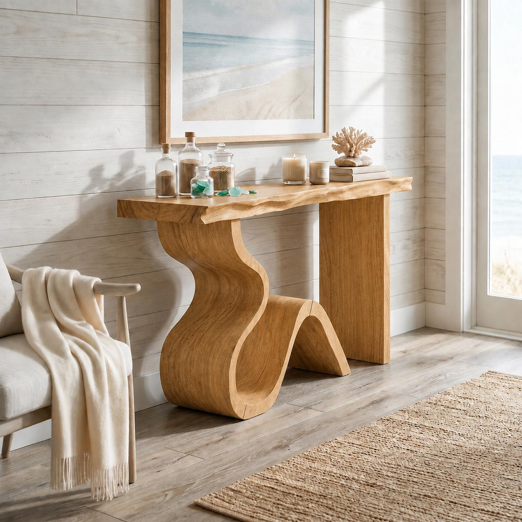 Spry Interior Luxury Wood Foyer Table, Handcrafted Solid Wood Entryway Console & Living Room Sofa Table for High-End Decors, SILDTTRCS057