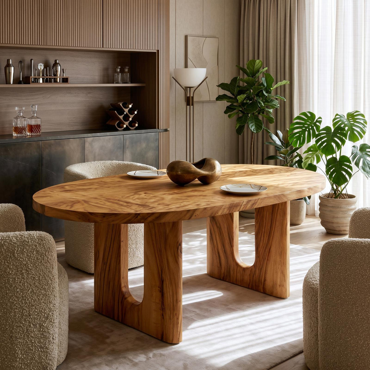 Rustic Dining Table, Handcrafted Solid Wood Farmhouse Kitchen & Dining Room Table, Natural Wood Grain