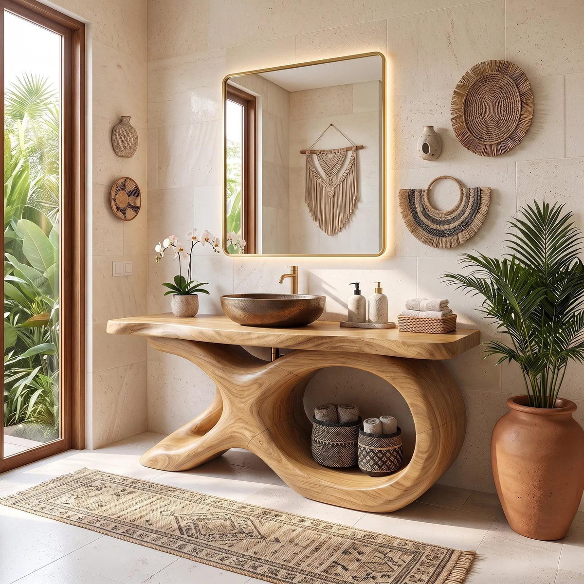 Mediterranean Bathroom Vanity Cabinet Luxury Villa