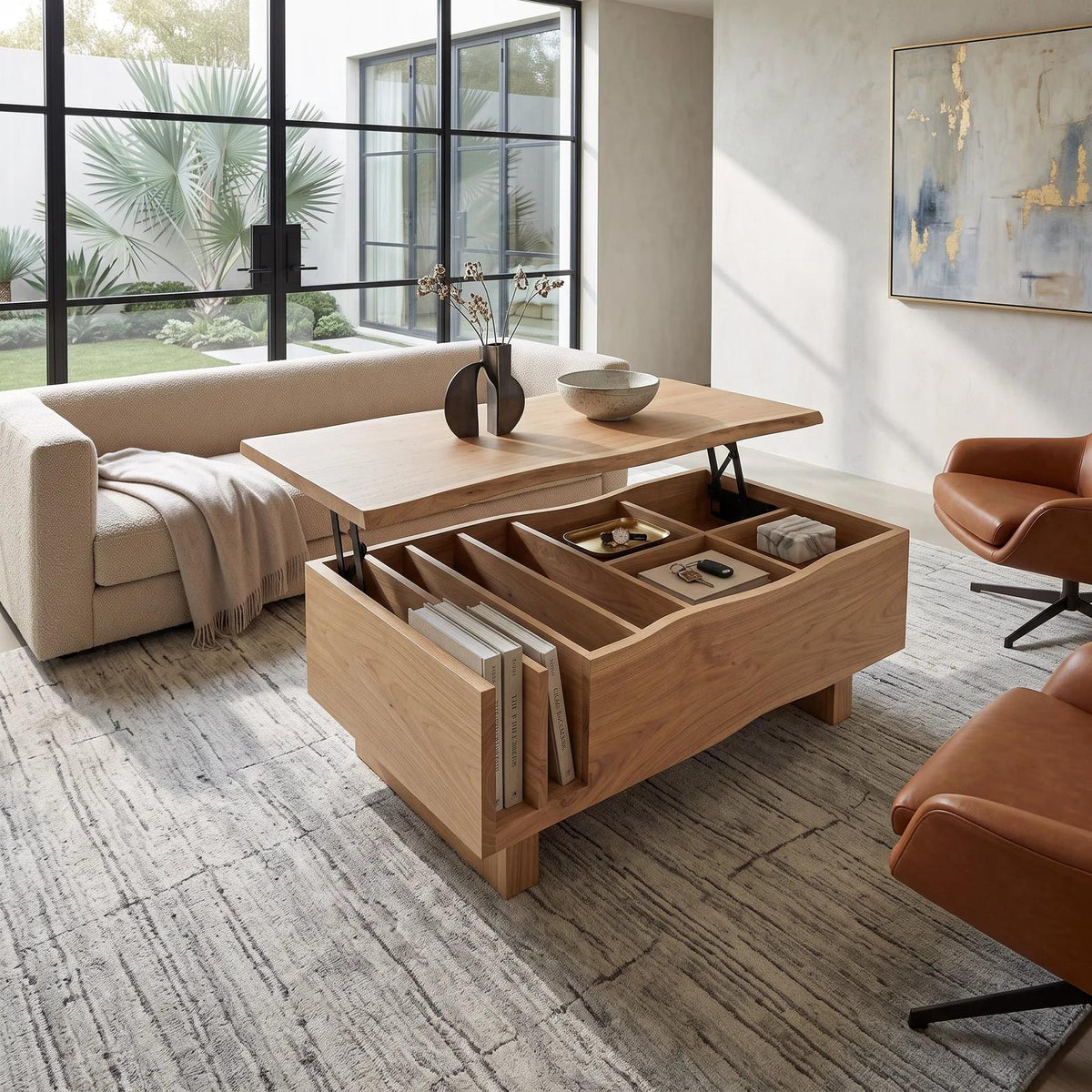 Organic Modern Lift Top Coffee Table Reading Lounge