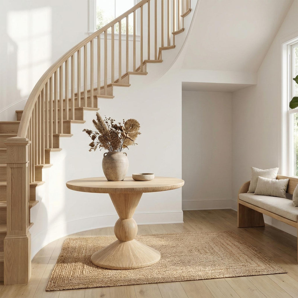 Organic Sculptural Entryway Table, Solid Wood Artistic Foyer & Hallway Decor Center Table