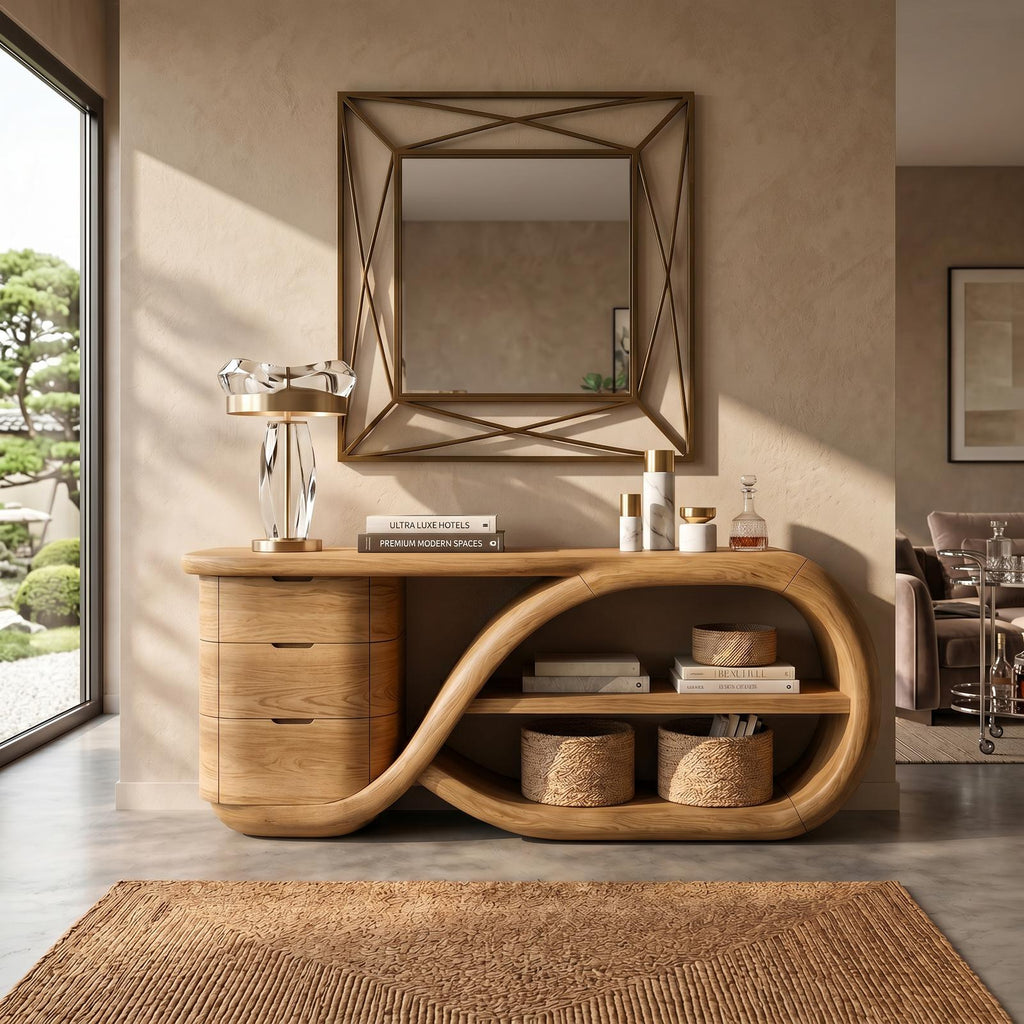 Modern Cross Base Console Table Luxury Hallway