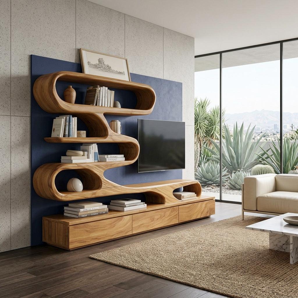Modern Organic Wall TV Shelf System For Living Room