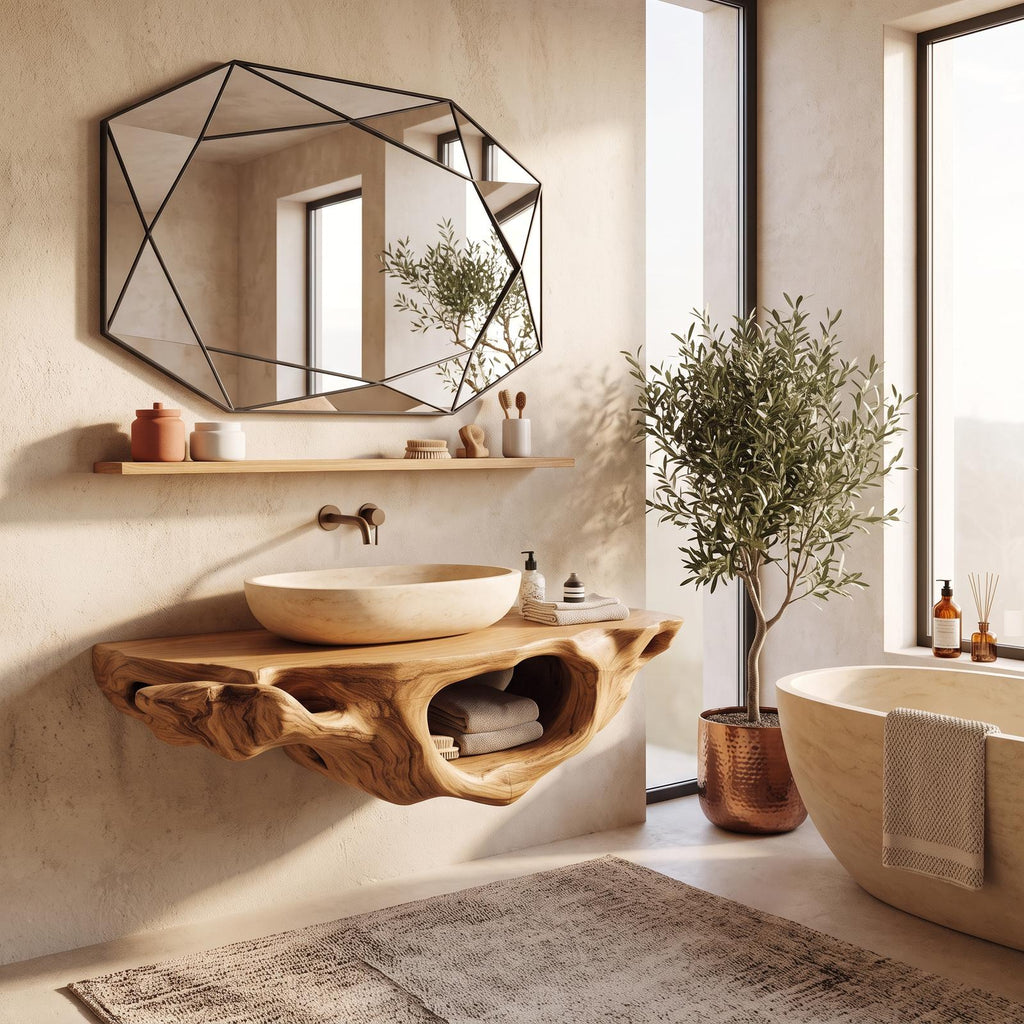 Farmhouse Live Edge Vanity For Bathroom Decor Ideas