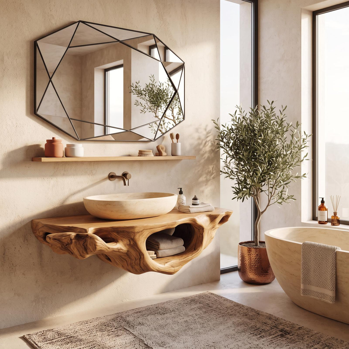 Farmhouse Live Edge Vanity For Bathroom Decor Ideas