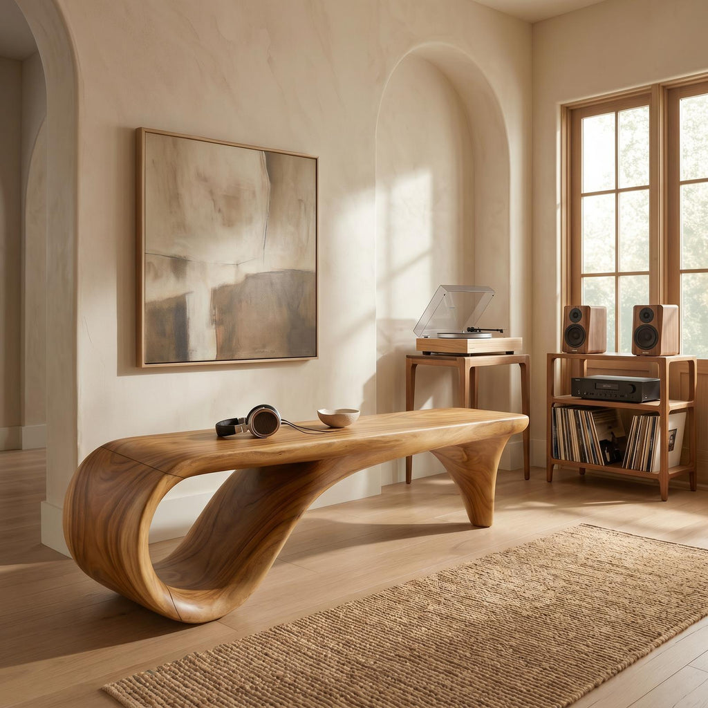 Live Edge Wooden Bench Rustic Interior
