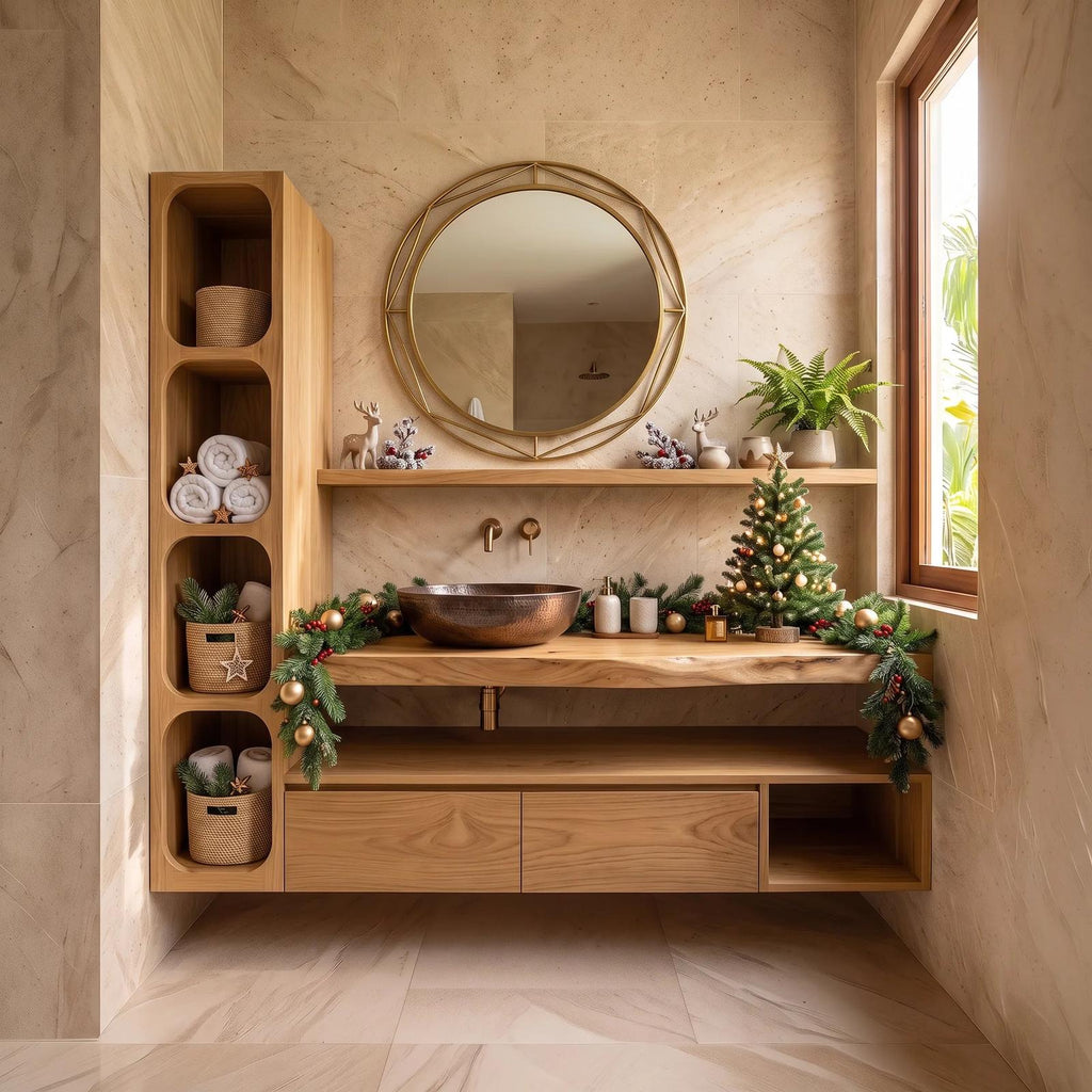 Handcrafted Scandinavian Reindeer Bathroom Vanity Nordic Retreat