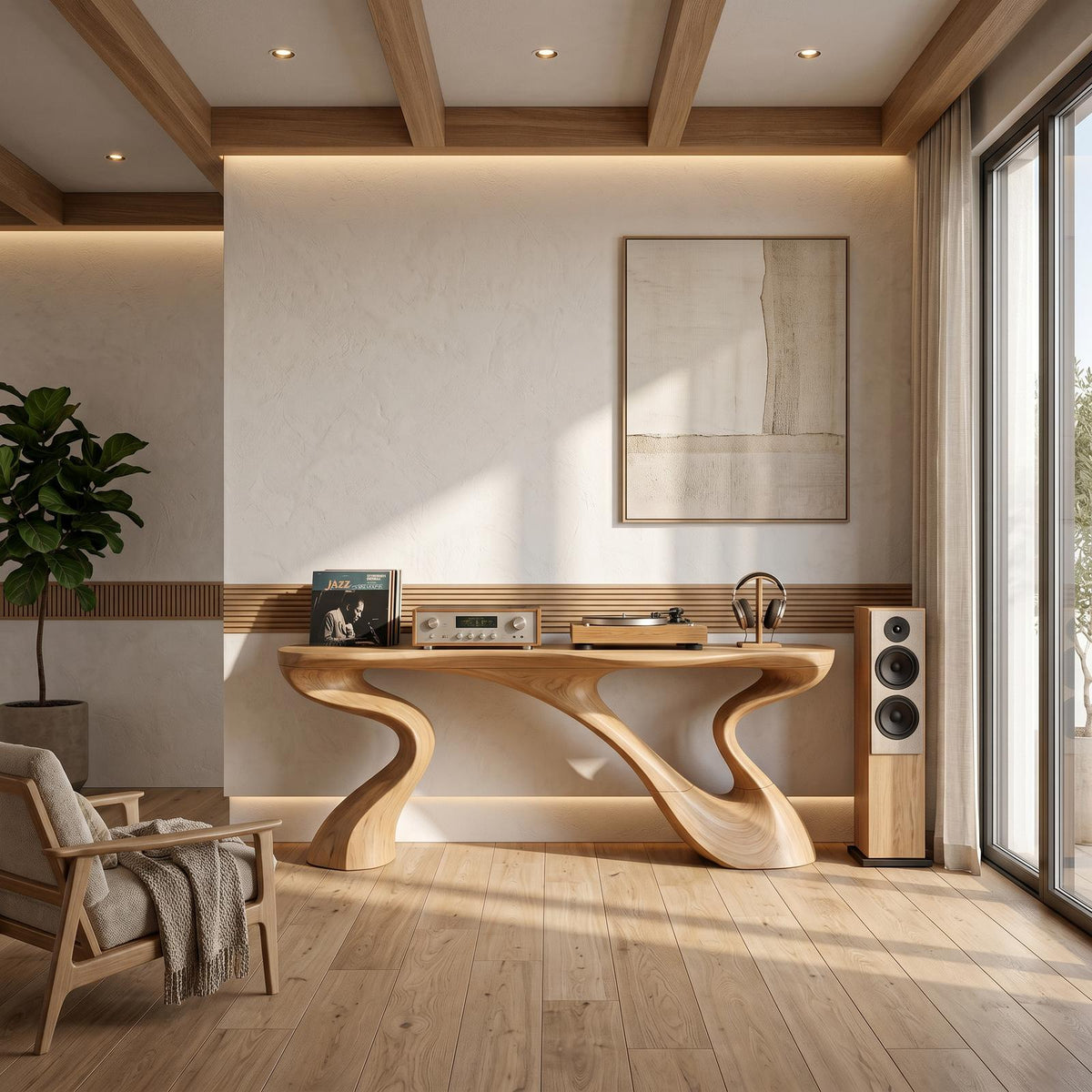 Minimalist Floating Console Table, Wall-Mounted Wood Entryway Shelf & Modern Vanity