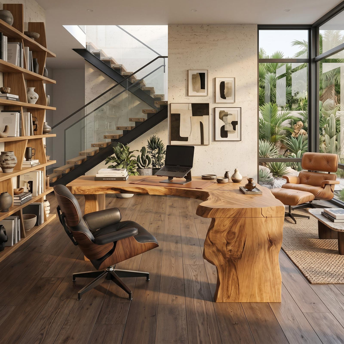 Rustic Live Edge L-Shaped Corner Desk, Handcrafted Solid Wood Executive Computer Table for Home Office