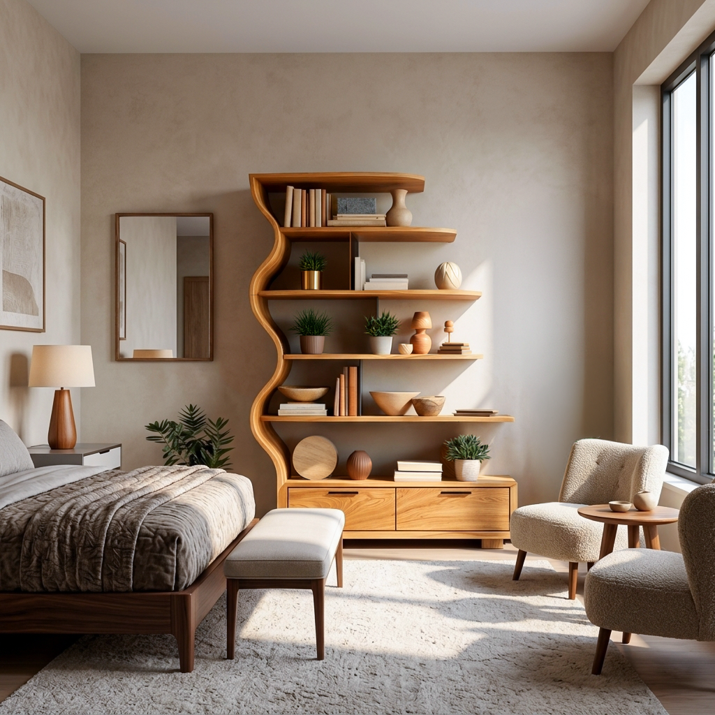 Contemporary Natural Wood Bookshelf, Solid Timber Display Shelf & Books Storage Organizer for Home Office Space