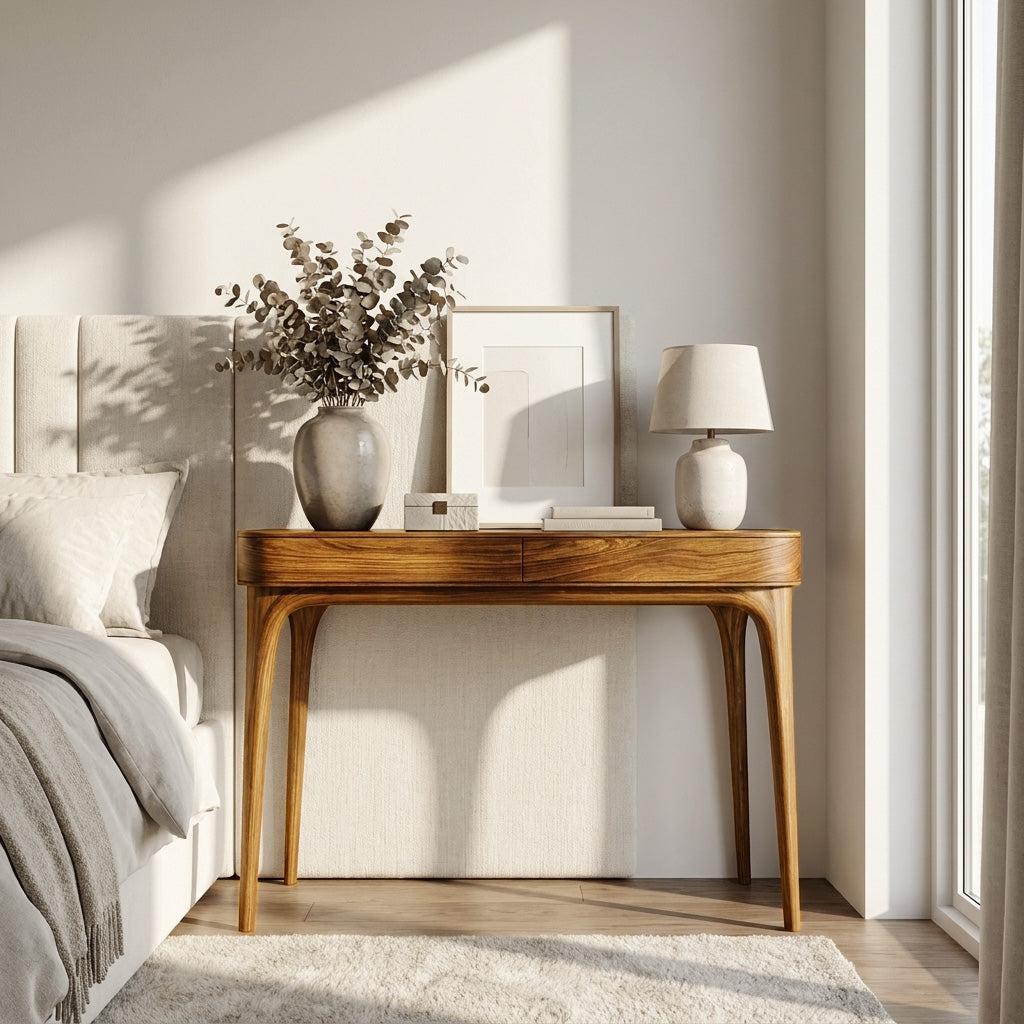 Minimalist Sculptural Wood Console Table, Handcrafted Entryway Table for Modern Foyer & Living Room, Model