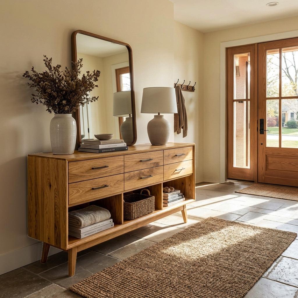 Modern Wooden Console Table with Open Shelf, Handcrafted Entryway Table for Hallway & Living Room Decor, Model