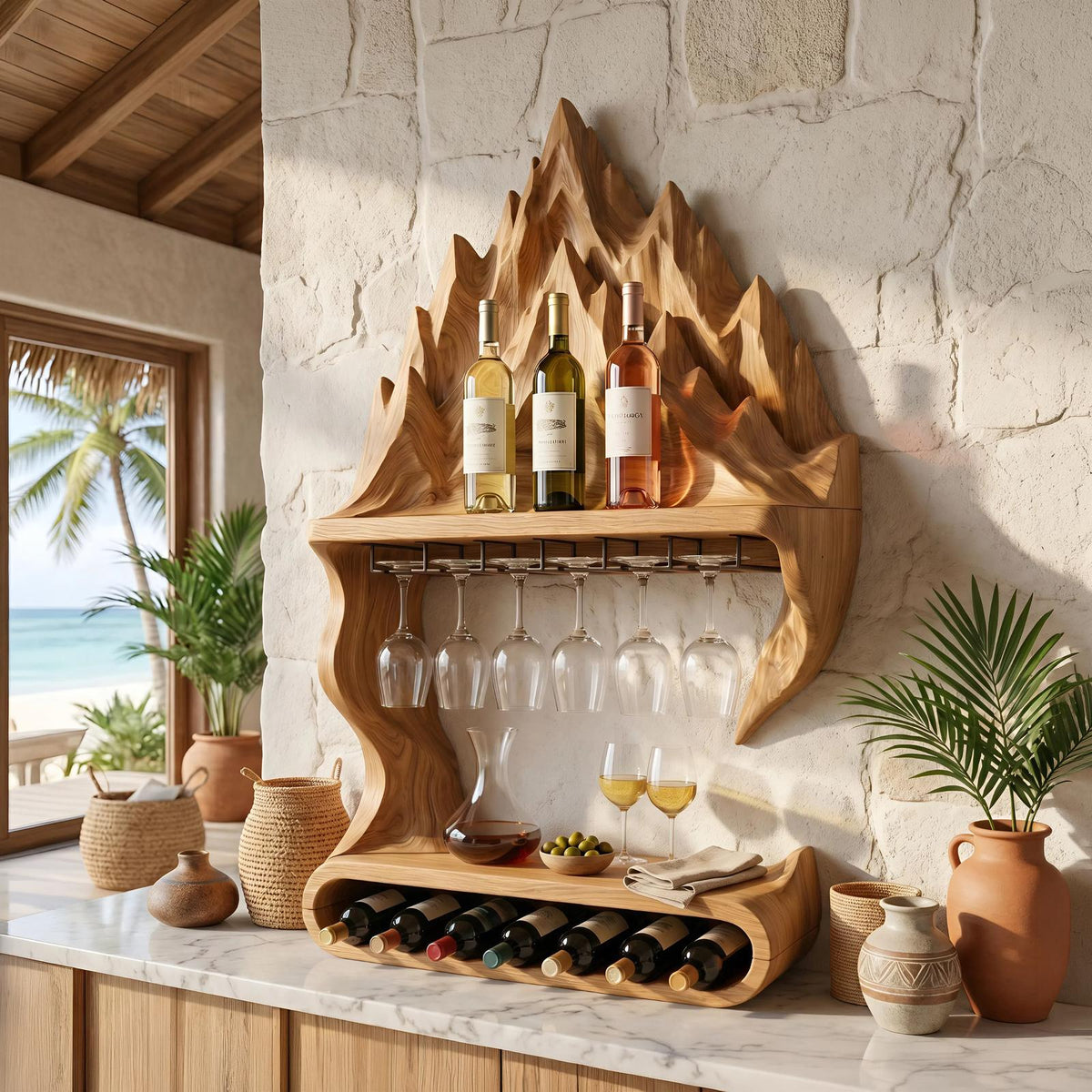 Contemporary Mountain Wine Storage Shelf For Lounge Area SILDTTNWH033