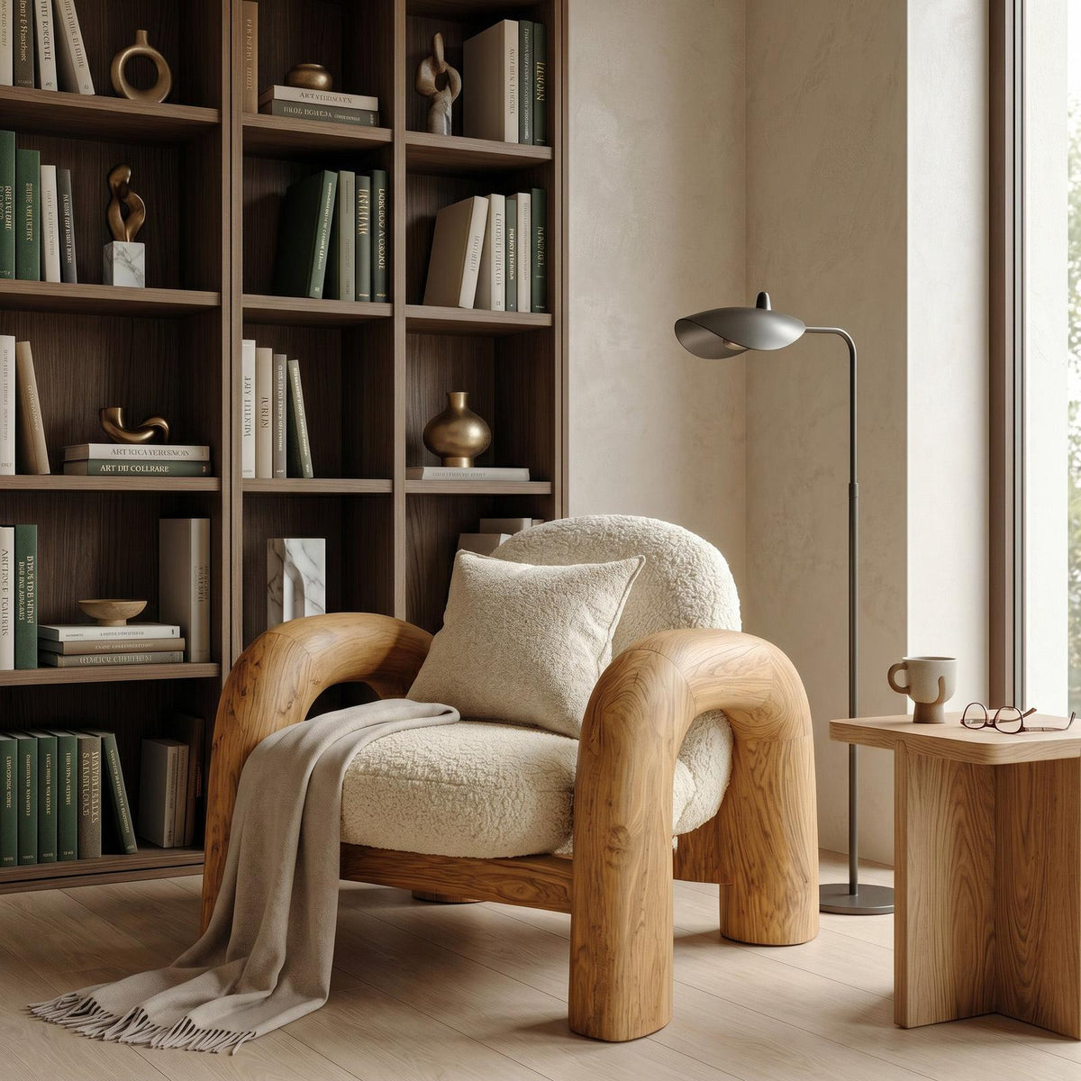 Contemporary Wooden Armchair For Reading Corner