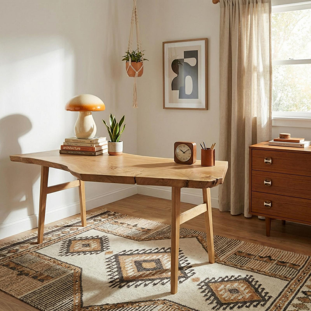 Modern Work Desk, Solid Wood Writing Table, Home Office computer & Study Room Desk Workstation