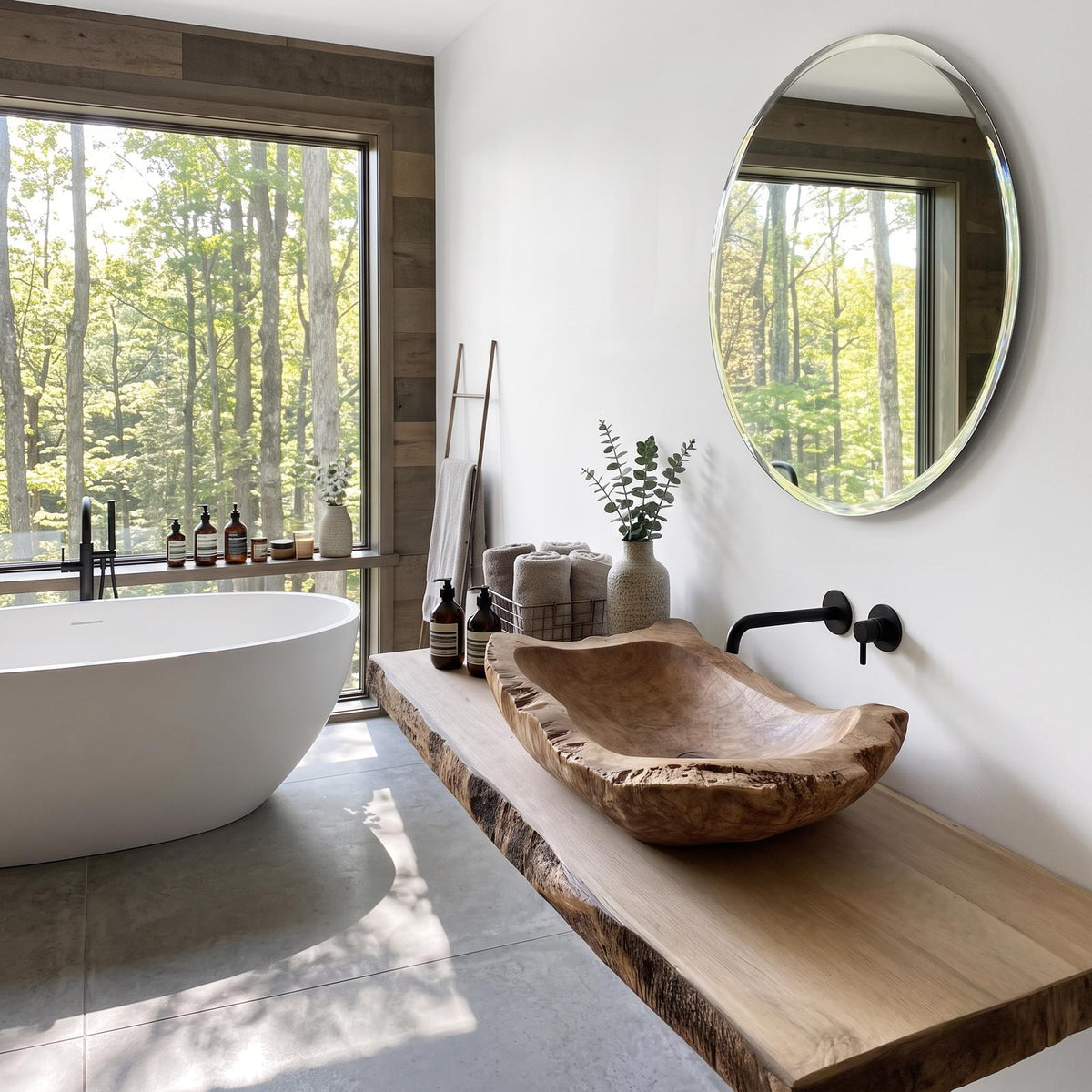 Mid Century Wood Wash Basin For Luxury Bathroom Furniture