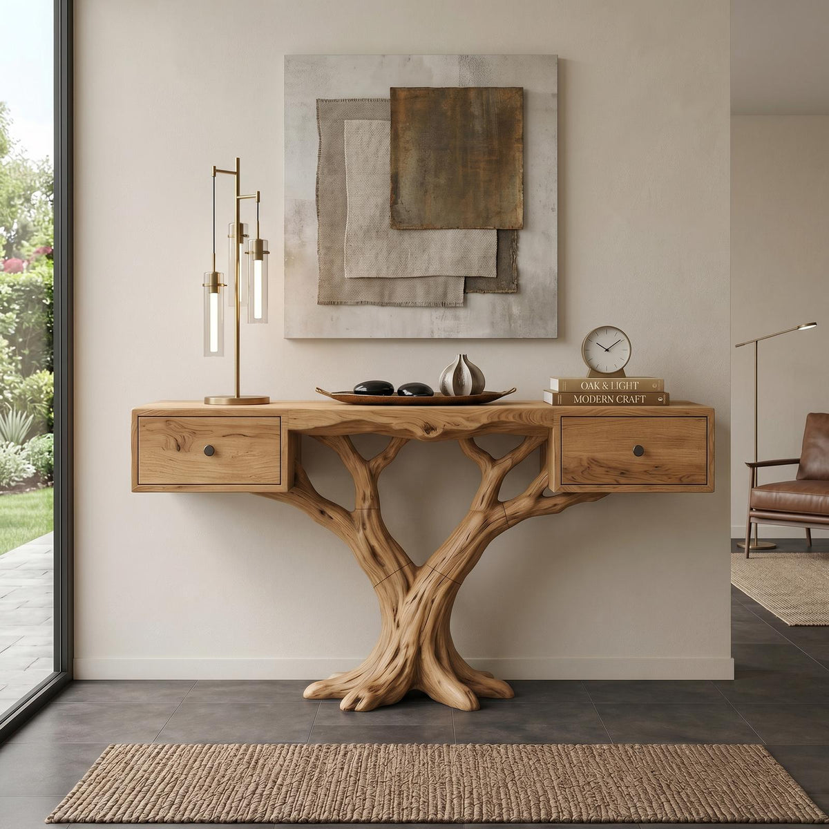 Organic Live Edge Console Table Contemporary Hallway