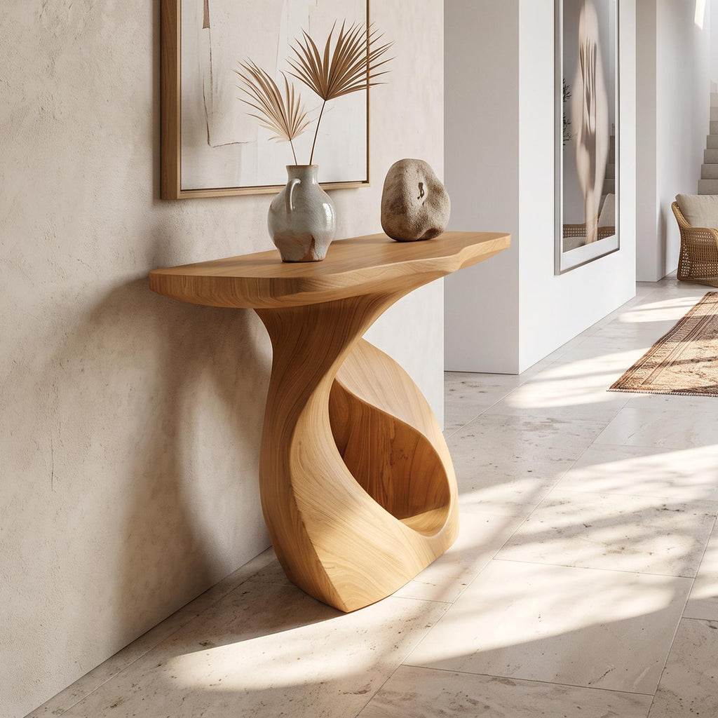 Spry Interior Handcrafted Solid Wood Console Table, Organic Design Wooden Entryway and Hallway Accent Table for Living Room, SILDTTNCS070