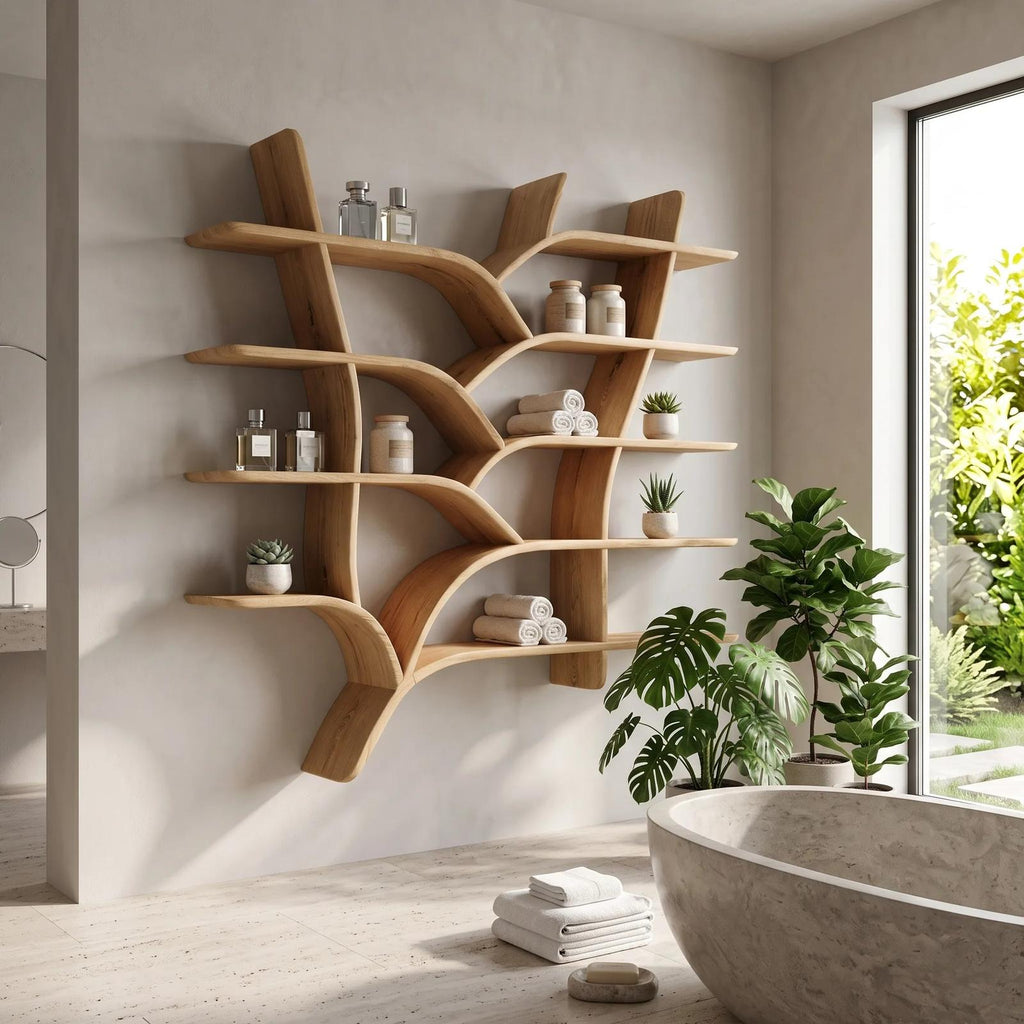 Mid Century Live Edge Bookshelves for Home Library