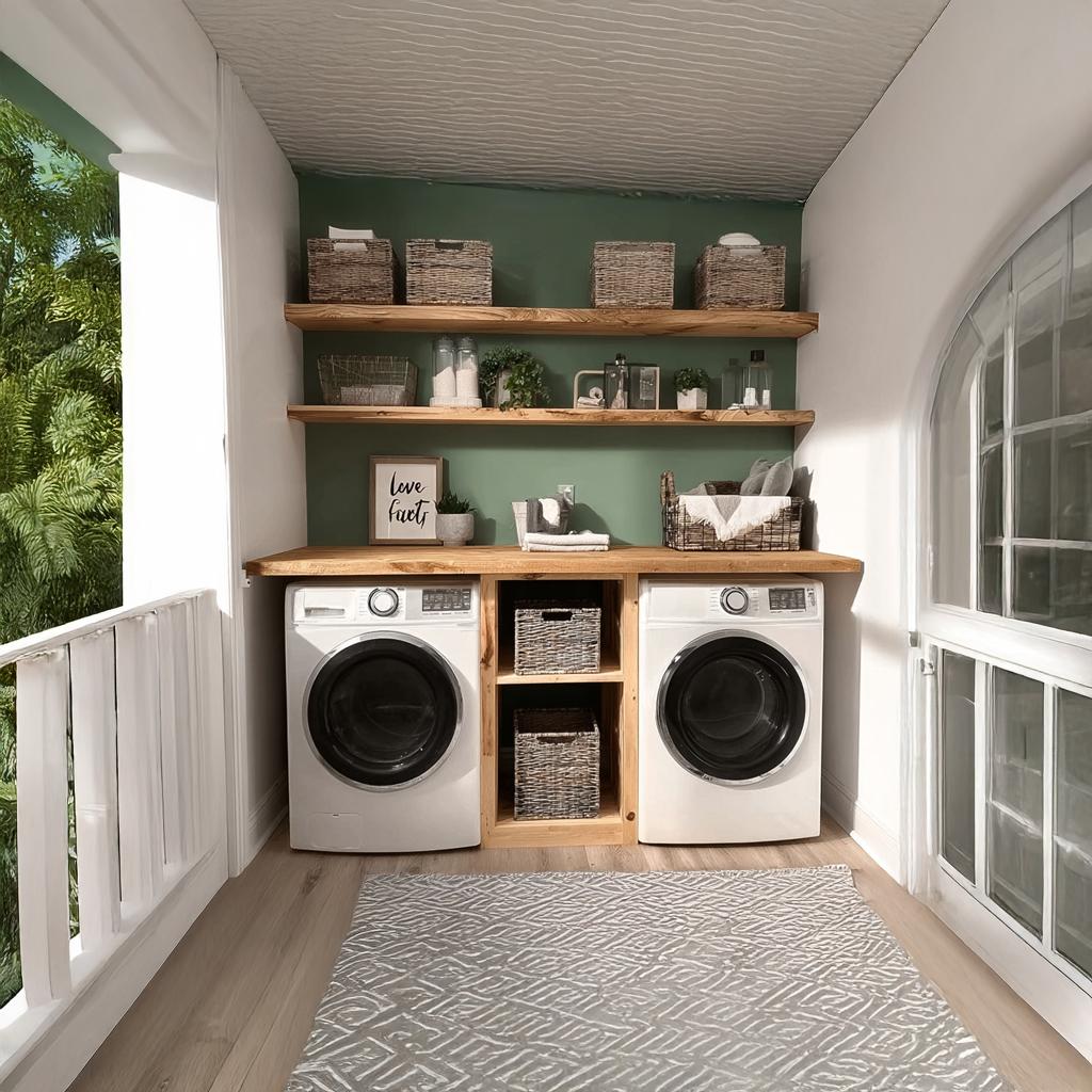Laundry Nook Shelf Handmade Rustic Wood Gift