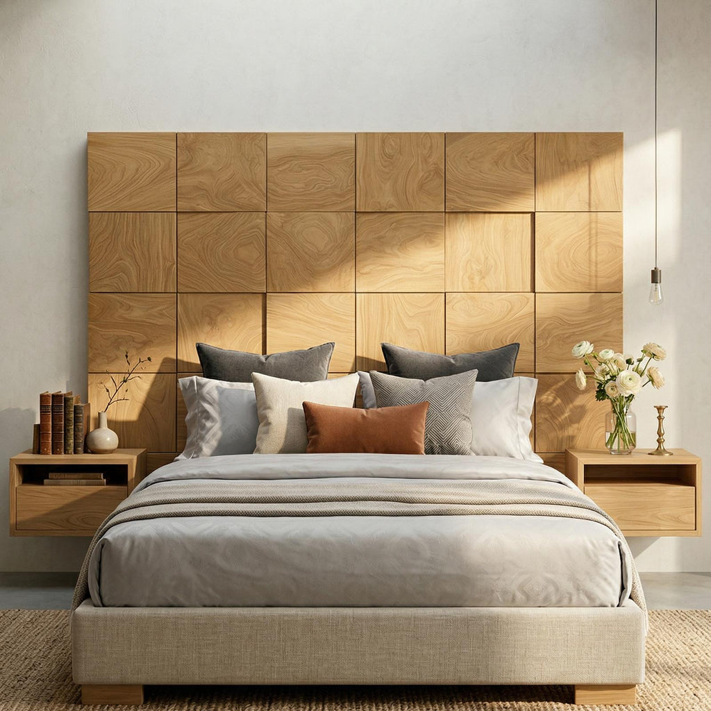 Spry Interior Rustic Square Panel Headboard, Handcrafted Reclaimed Solid Wood Bed Headboard for Modern Farmhouse Bedroom, SILDTTRHB004