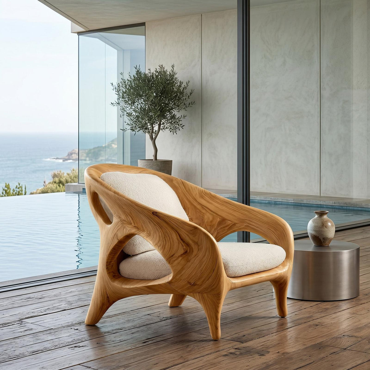 Organic Sculptural Armchair For Living Room