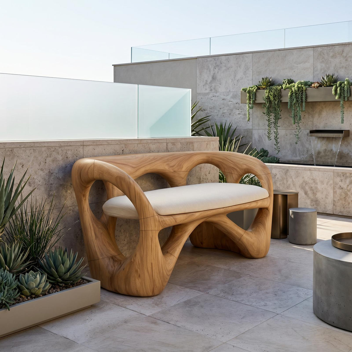Organic Wooden Bench Contemporary Sunroom SILDTTRBEN080