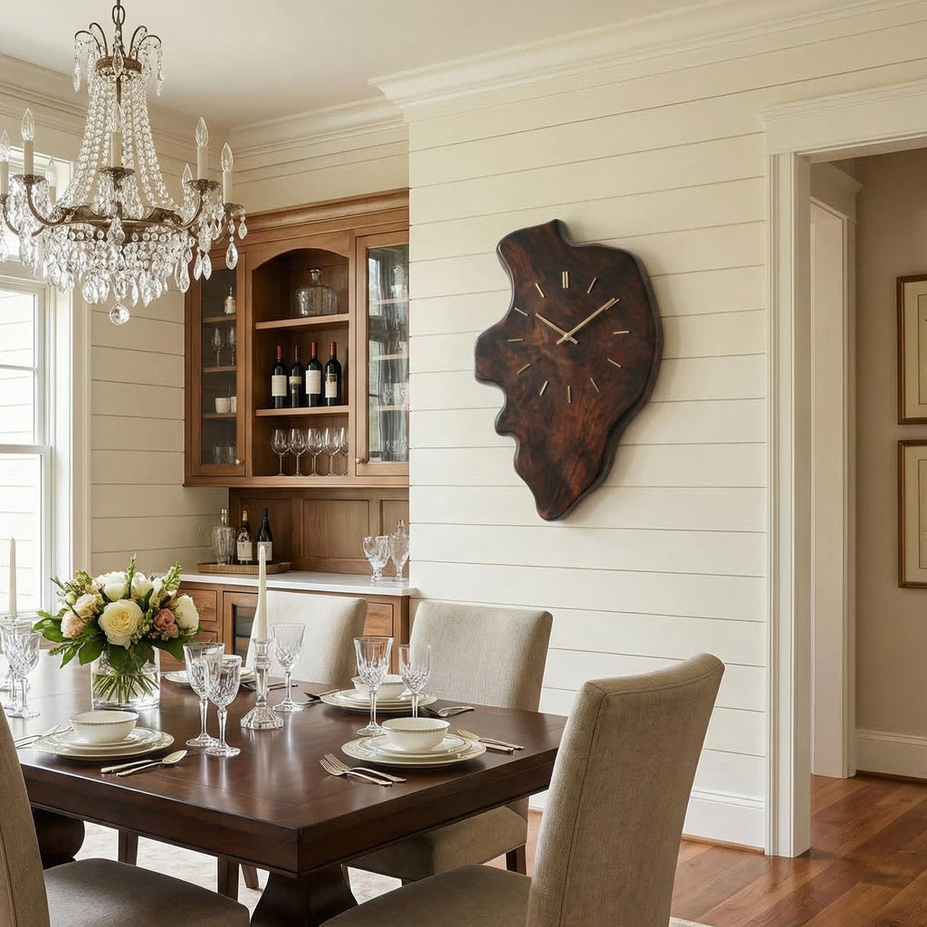 Handcrafted Live Edge Wood Wall Clock Living Room Wall