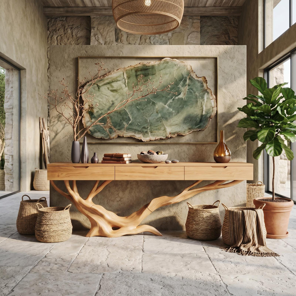 Mid Century Live Edge Entryway Table For Furniture Decor Modern
