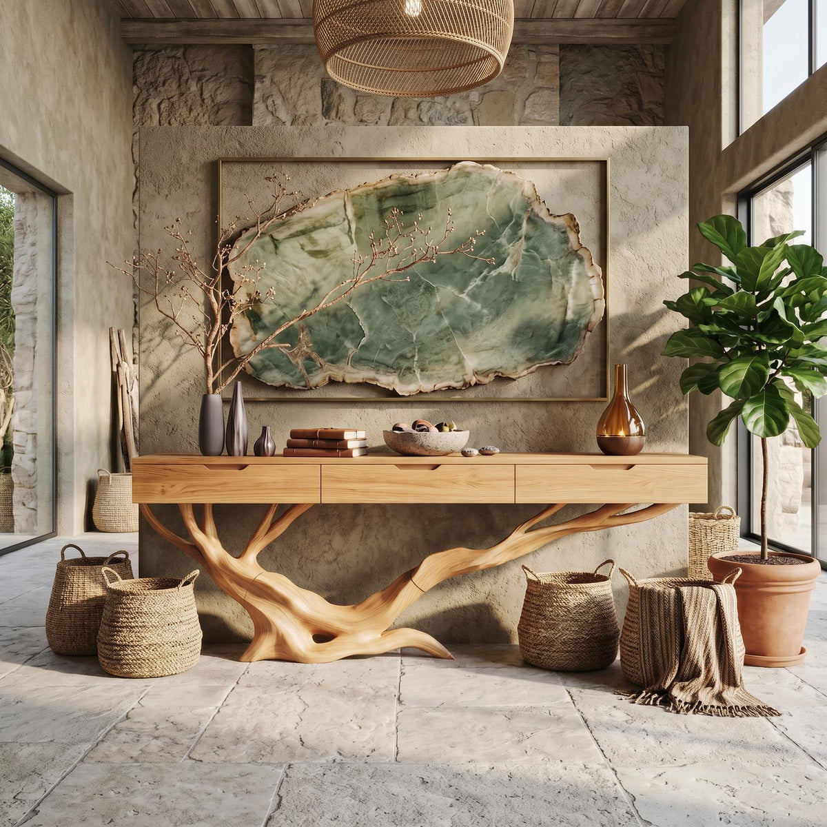 Mid Century Live Edge Entryway Table For Furniture Decor Modern