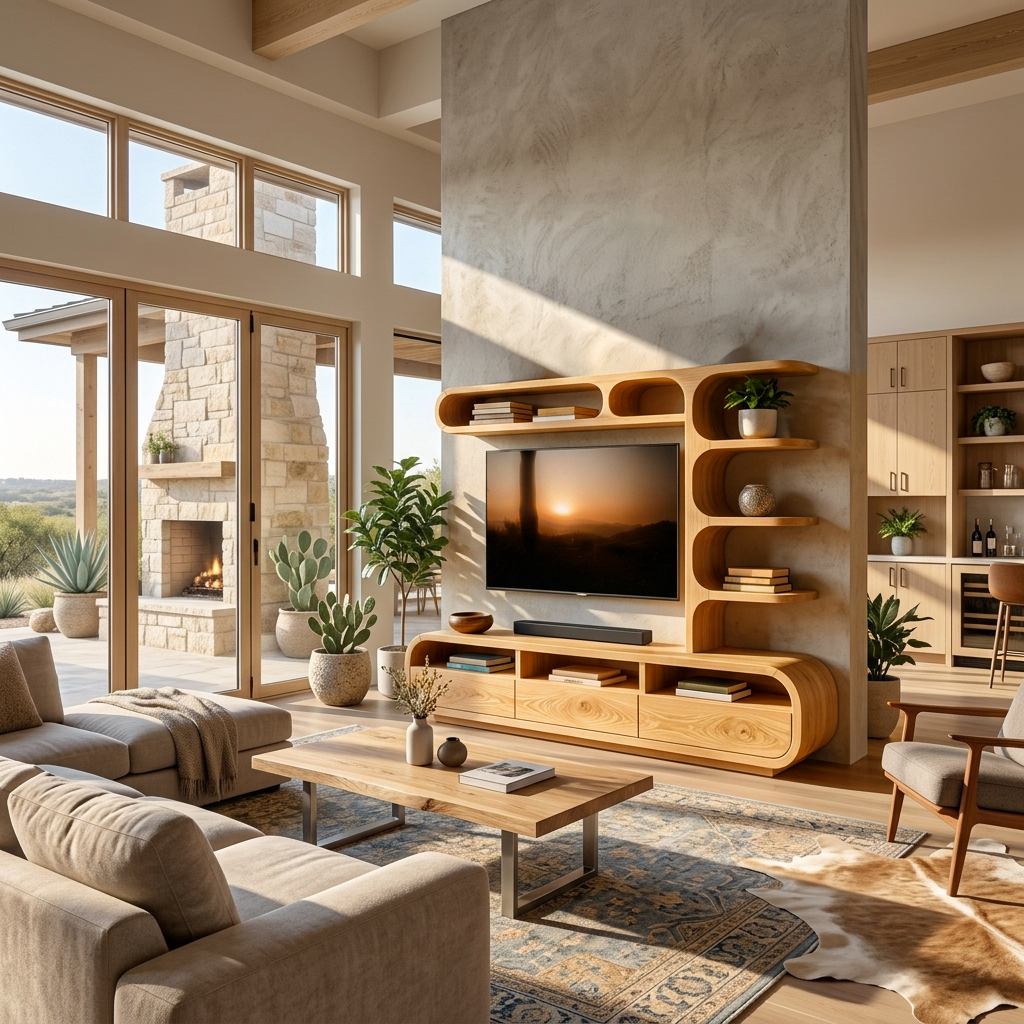 Elegant Wooden TV Console, Modern Classic Media Stand Credenza, Solid Timber Entertainment Unit for Living Area